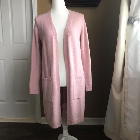 Forever 21 Sweaters - Long soft pink open front cardigan with pockets